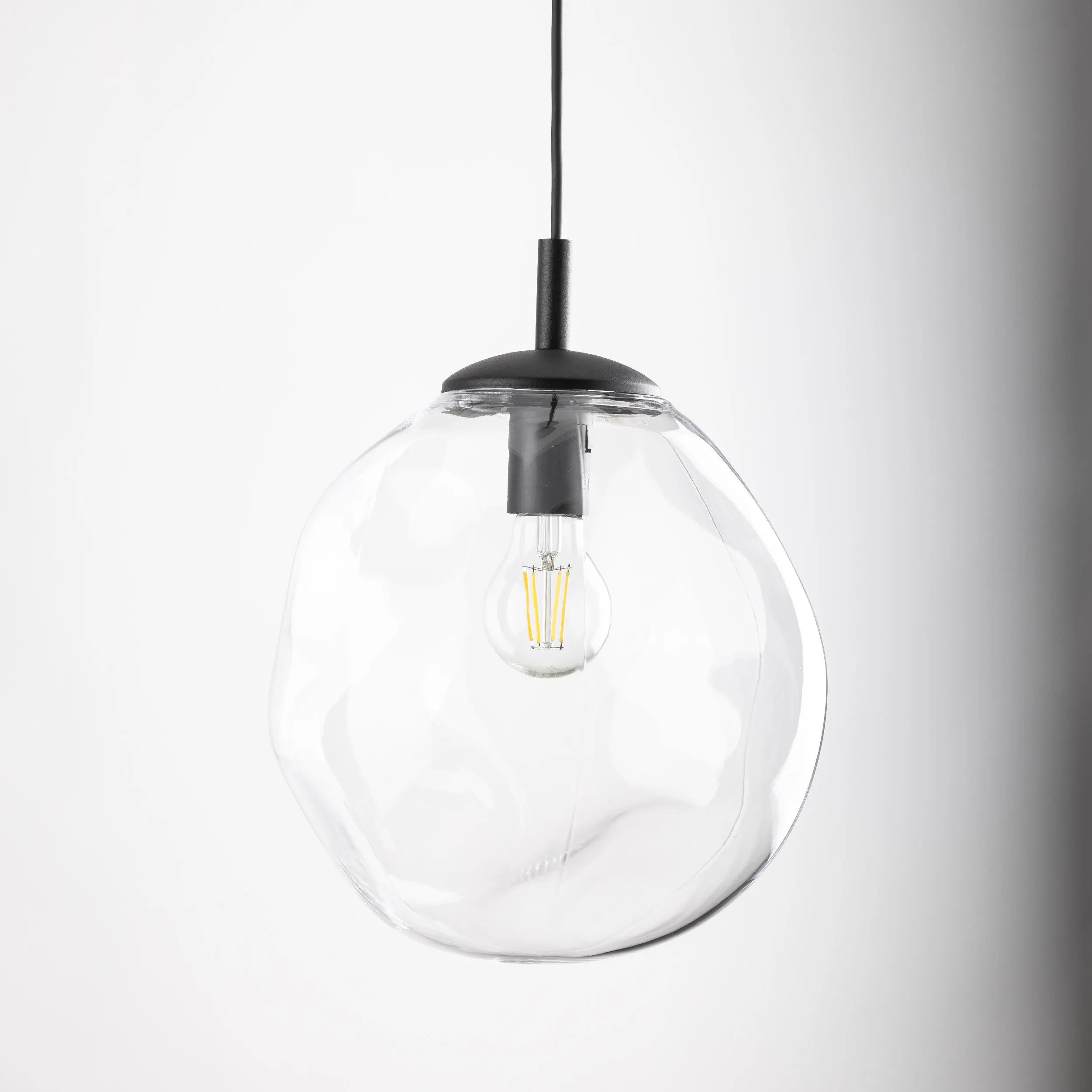 Lampa wisząca SOL MINI czarna z transparentnym szklanym kloszem 175x25cm - TK_10082