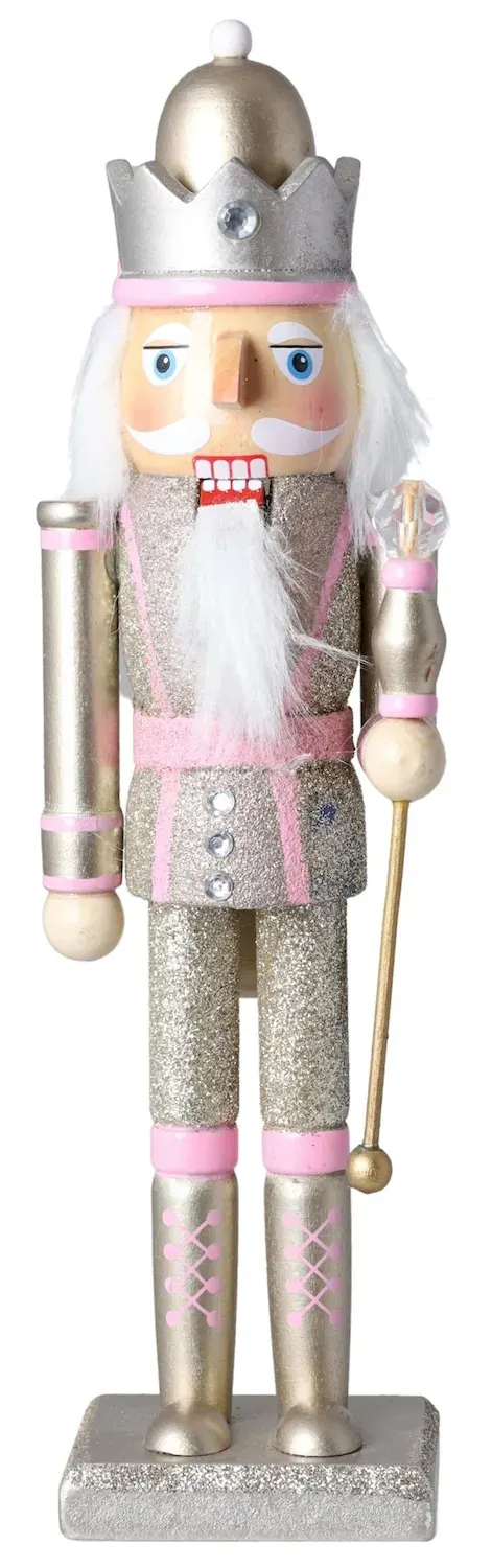 Dziadek do orzechów drewniany SZAMPAŃSKO-RÓŻOWY 3578 różowo-szampański