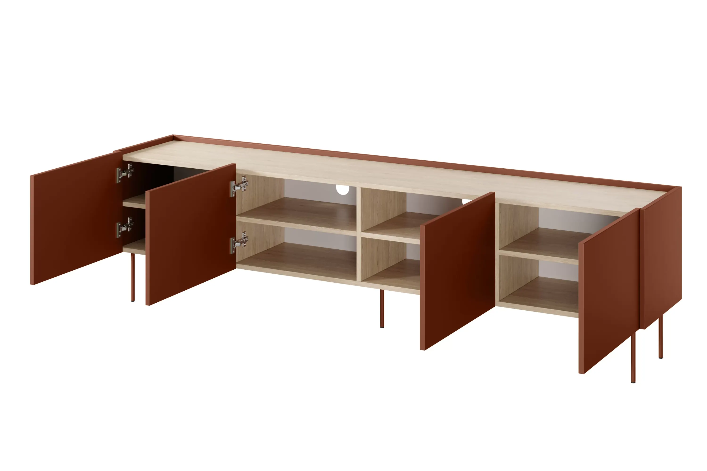 Szafka RTV DESIN 220 4D - ceglany czerwony - dąb nagano - B_149126