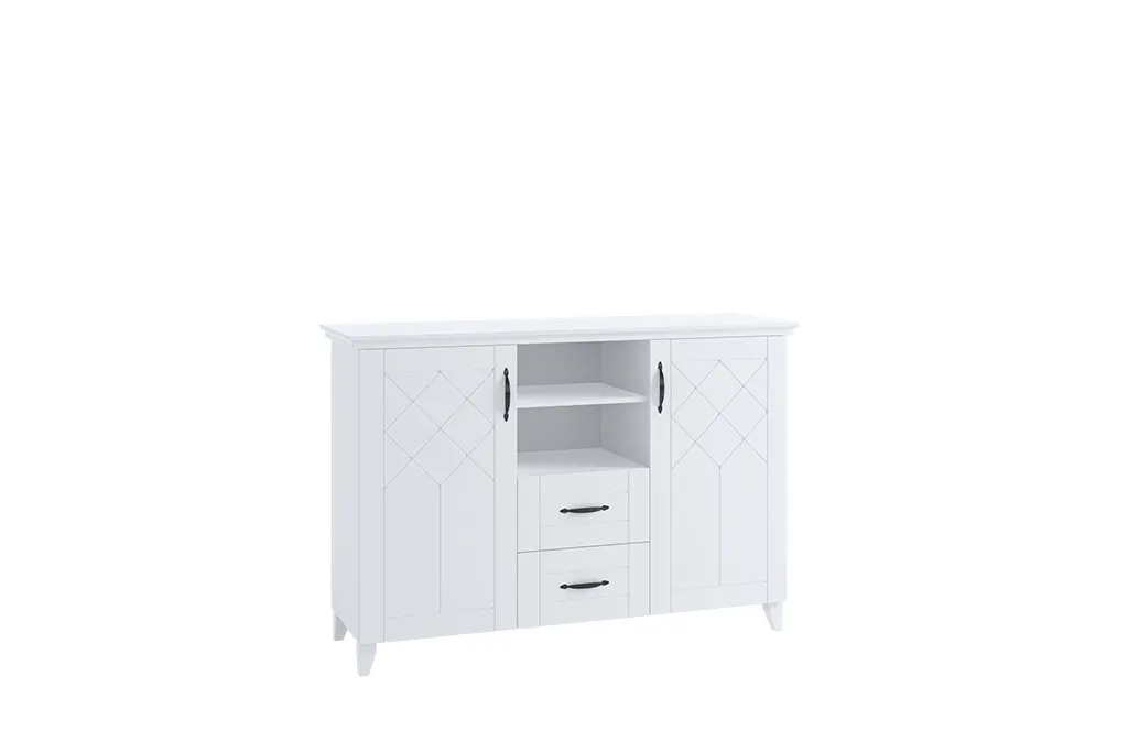 Komoda 2-drzwiowa z szufladami CLASSIC 150x99 biała
