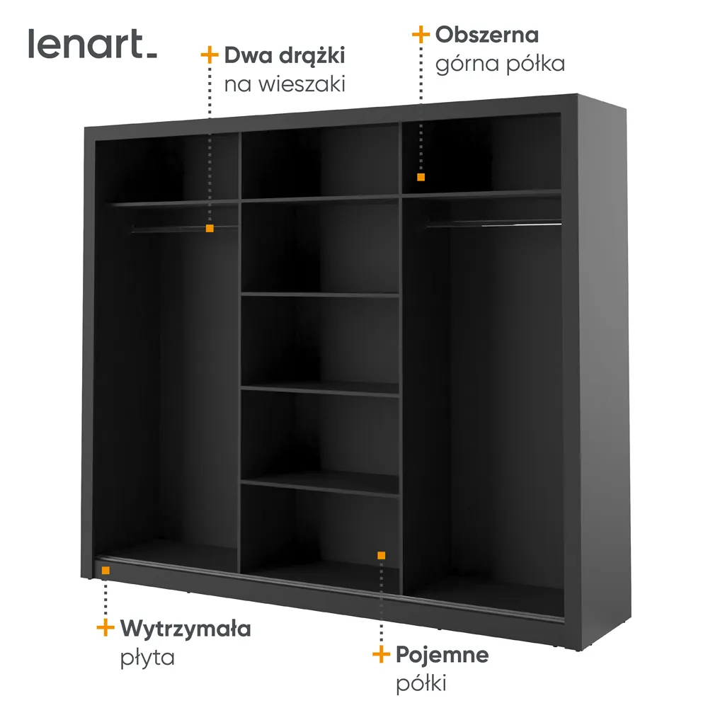 Szafa 3-drzwiowa ARTI AR-02 250cm czarna - AR2C