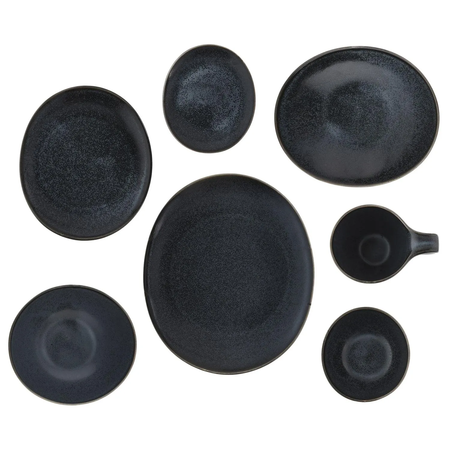 talerz, czarny, ceramiczny, zestaw, naczynia