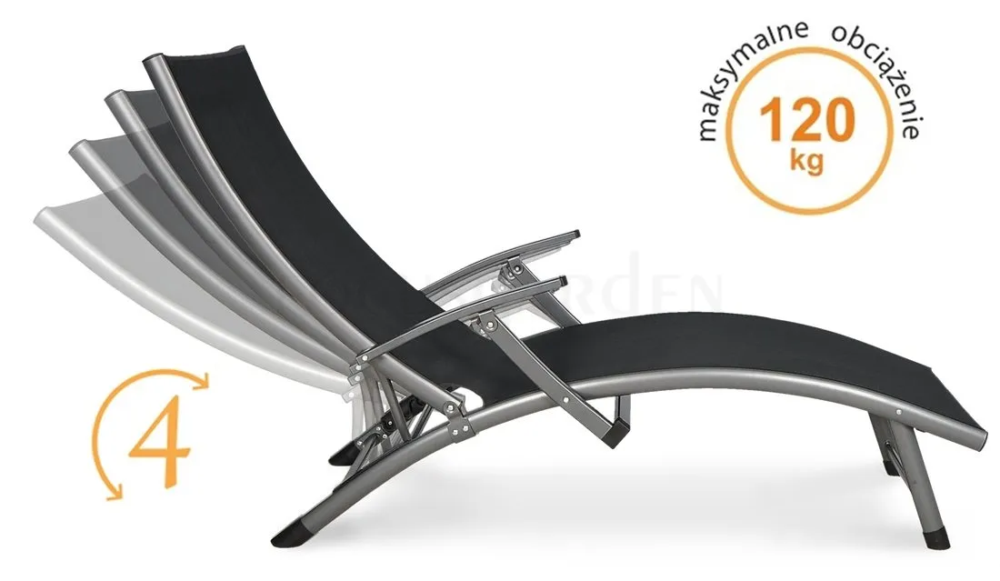 Leżak ogrodowy składany RELAX aluminiowy z regulacją 175 cm taupe - FG000747