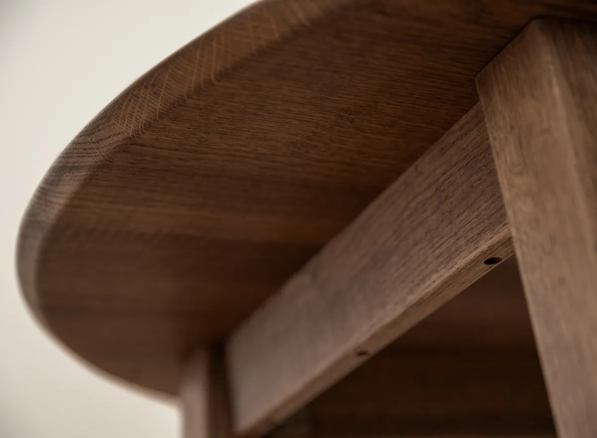 Stół dębowy okrągły ORBETELLO rozkładany 110-210 cm - tabacco - KULSR110_2X50T