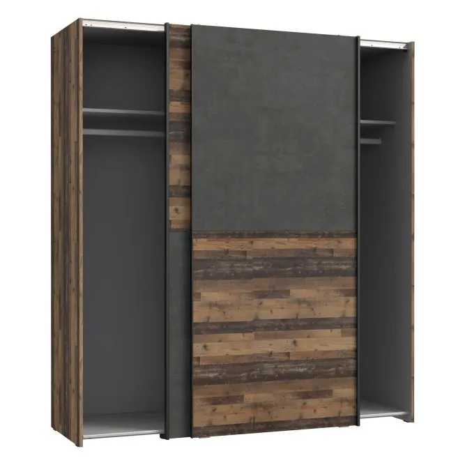 Szafa 2-drzwiowa CLIF drzwi przesuwne 170 cm,old wood vintage, beton - W3NS822X1-C754