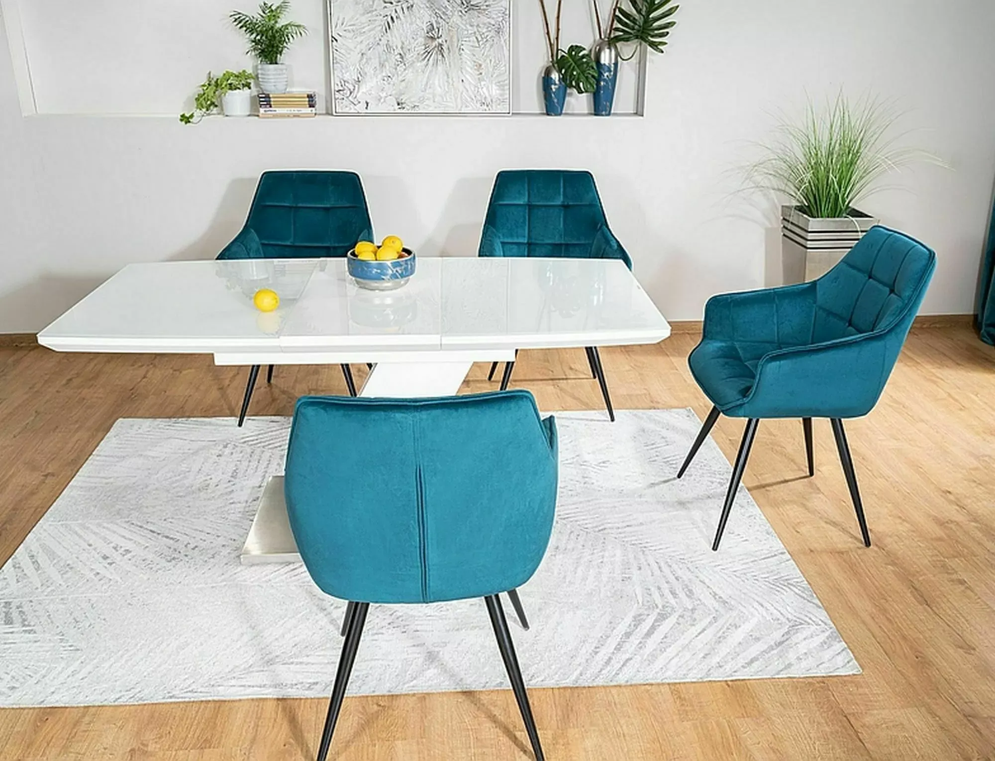 Krzesło z podłokietnikami LILIA VELVET Bluvel 85 turkusowe czarne nogi — zdjęcie 7