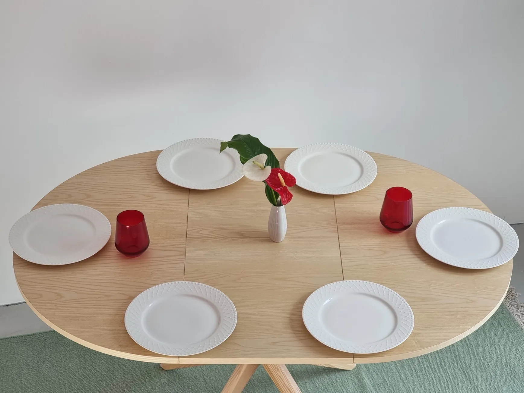 Stół okrągły rozsuwany JUBI 90x90-130 cm jesion naturalny - NRGBTJ_ASH_E