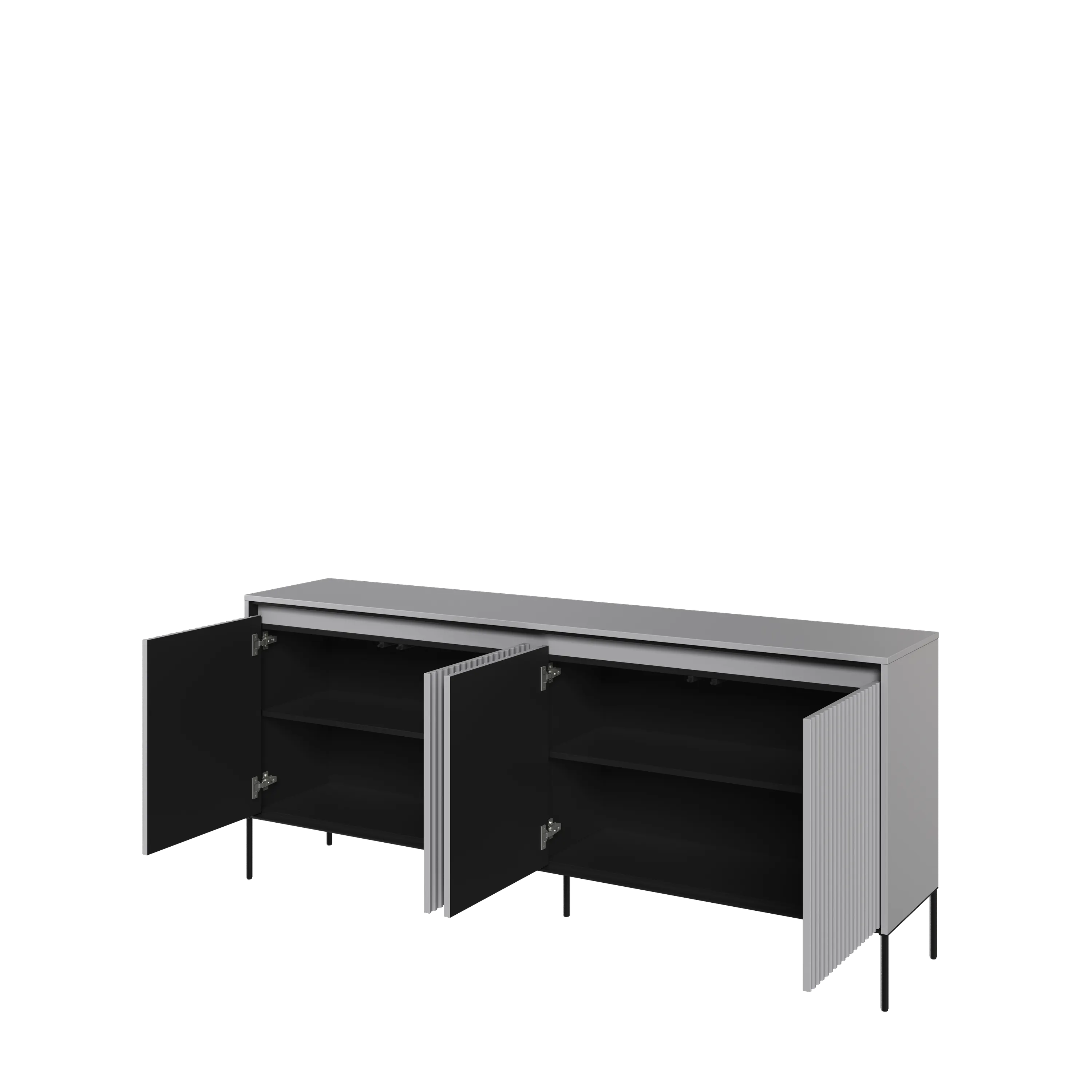 Komoda z oświetleniem TREND TR-04 4D ryflowana szary/czarny - TR4SC-V2