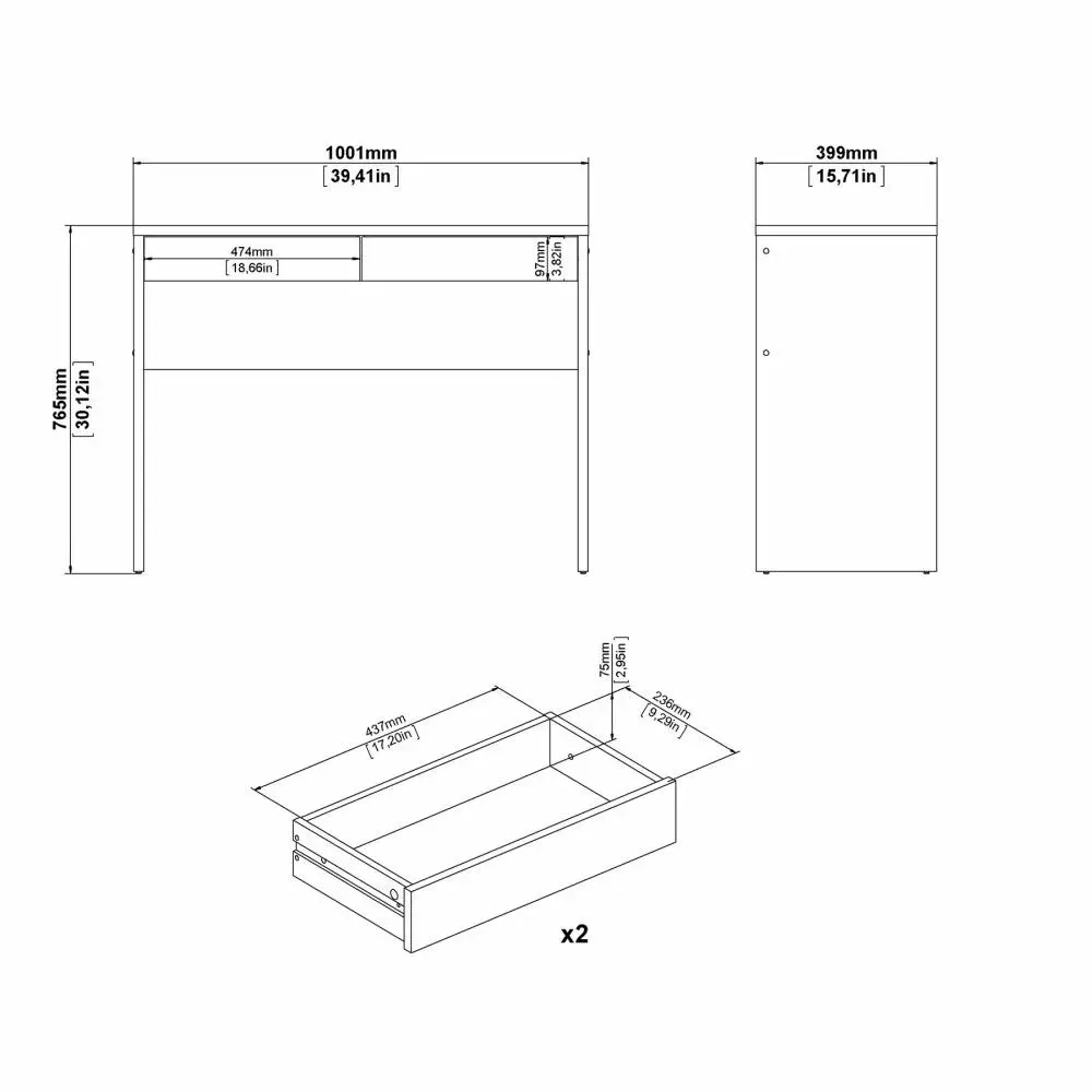 Biurko z 2 szufladami FUNCTION PLUS 100cm Jackson Hickory - TV_80359HLHL