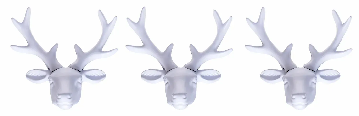 Komplet 3 głów renifera białych