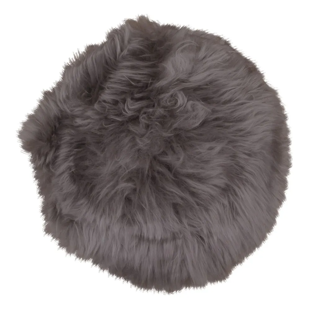 Siedzisko ze skóry jagnięcej LAMBSKIN okrągłe fi35 cm szarobrązowy