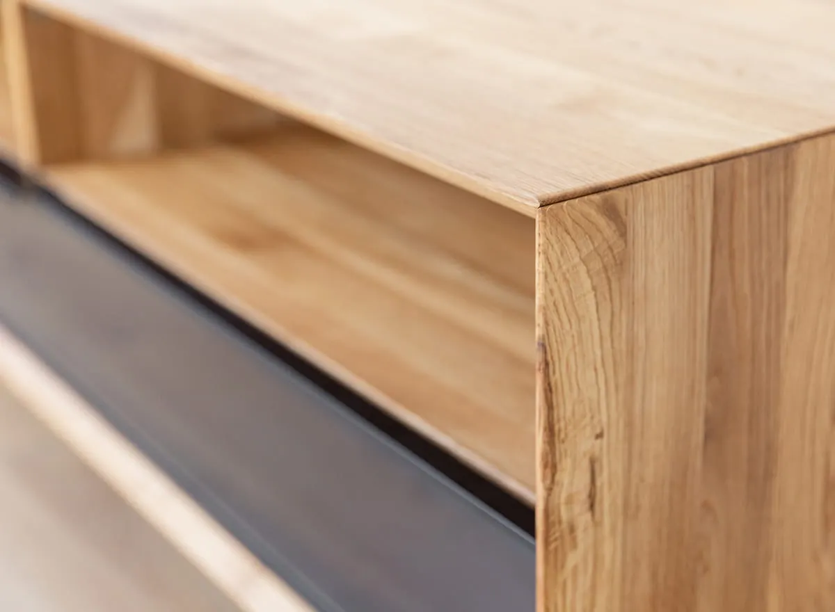 Szafka RTV MODERN LOFT z przeszkleniem i szufladą 160x50x54 cm - dąb olejowany - PLMOL08S