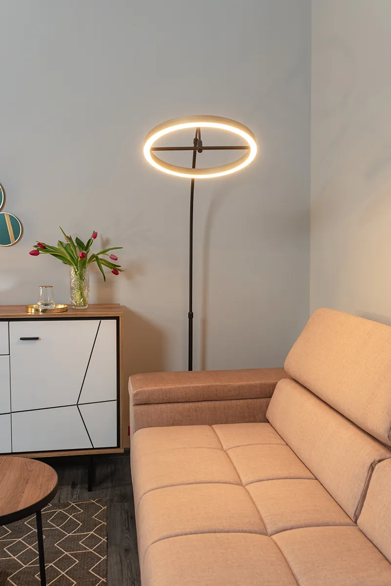 Lampa podłogowa BREST ledowa ściemniacz nożny 180 cm czarno-złota - 3016-104L