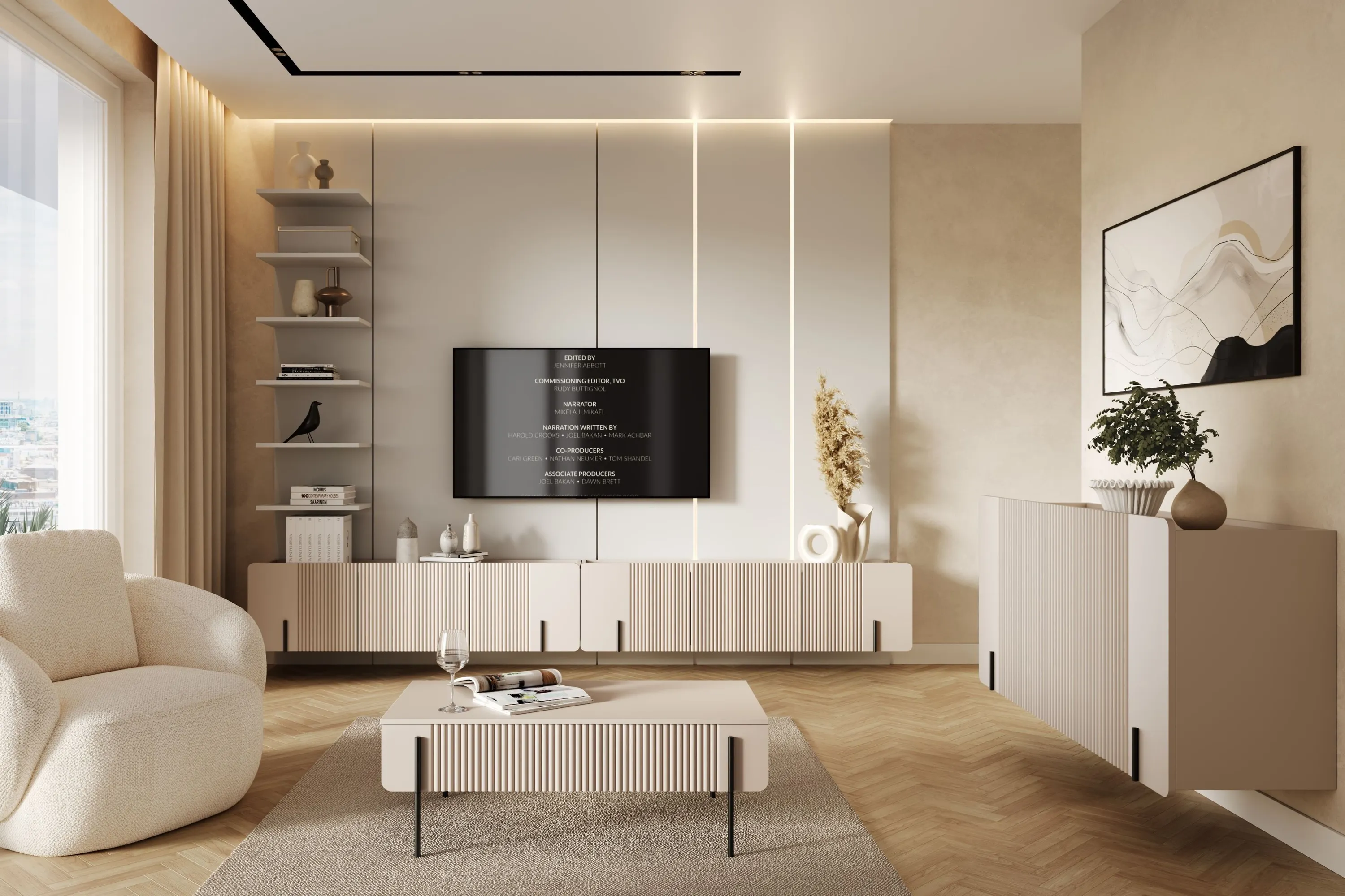 Szafka RTV wisząca MALMI 2-drzwiowa z 1 szufladą 150cm - kaszmirowy - czarny - B_167035