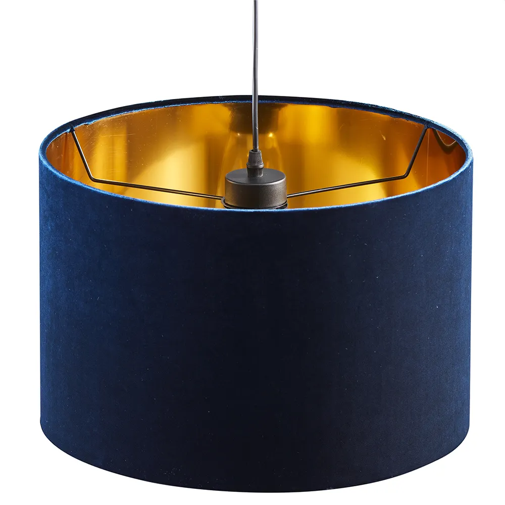 Lampa wisząca TERCINO czarna niebieski klosz złoty wewnątrz 170x38cm - TK_6172