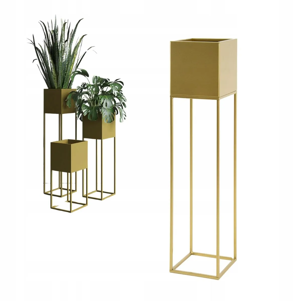 DONICZKA-osłonka na donice metalowa LORIENT L złota Słoik, plantator, Roślina doniczkowa, Ceramika, Wazon