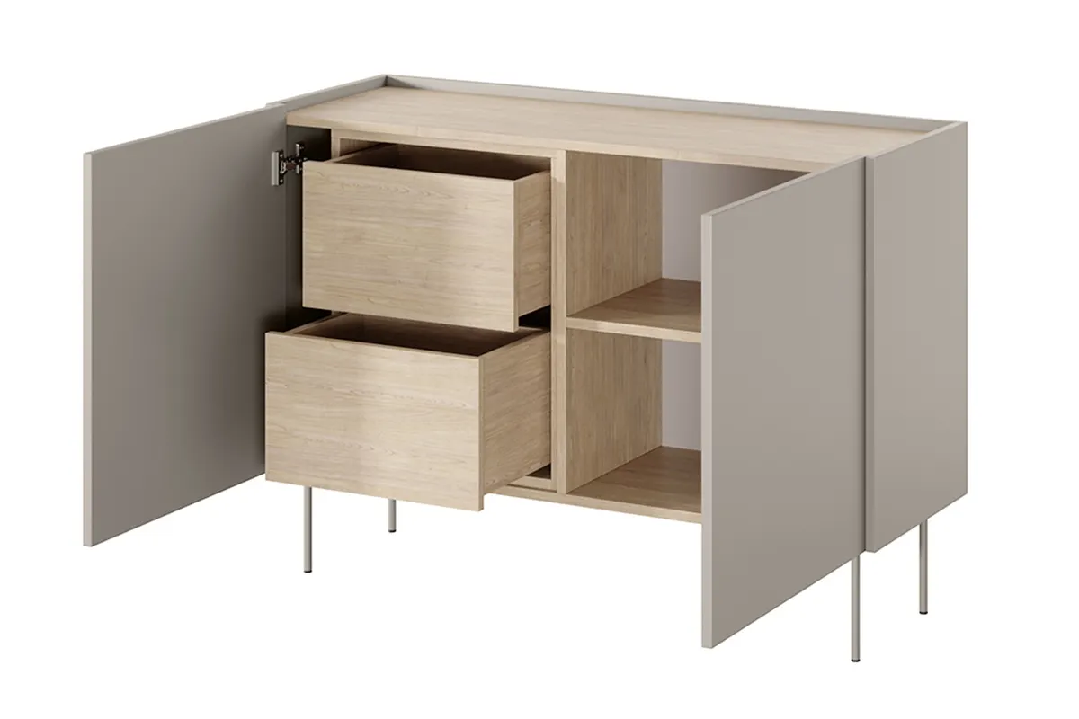 Komoda 2-drzwiowa DESIN z 2 szufladami 120 cm kaszmir dąb nagano — zdjęcie 7