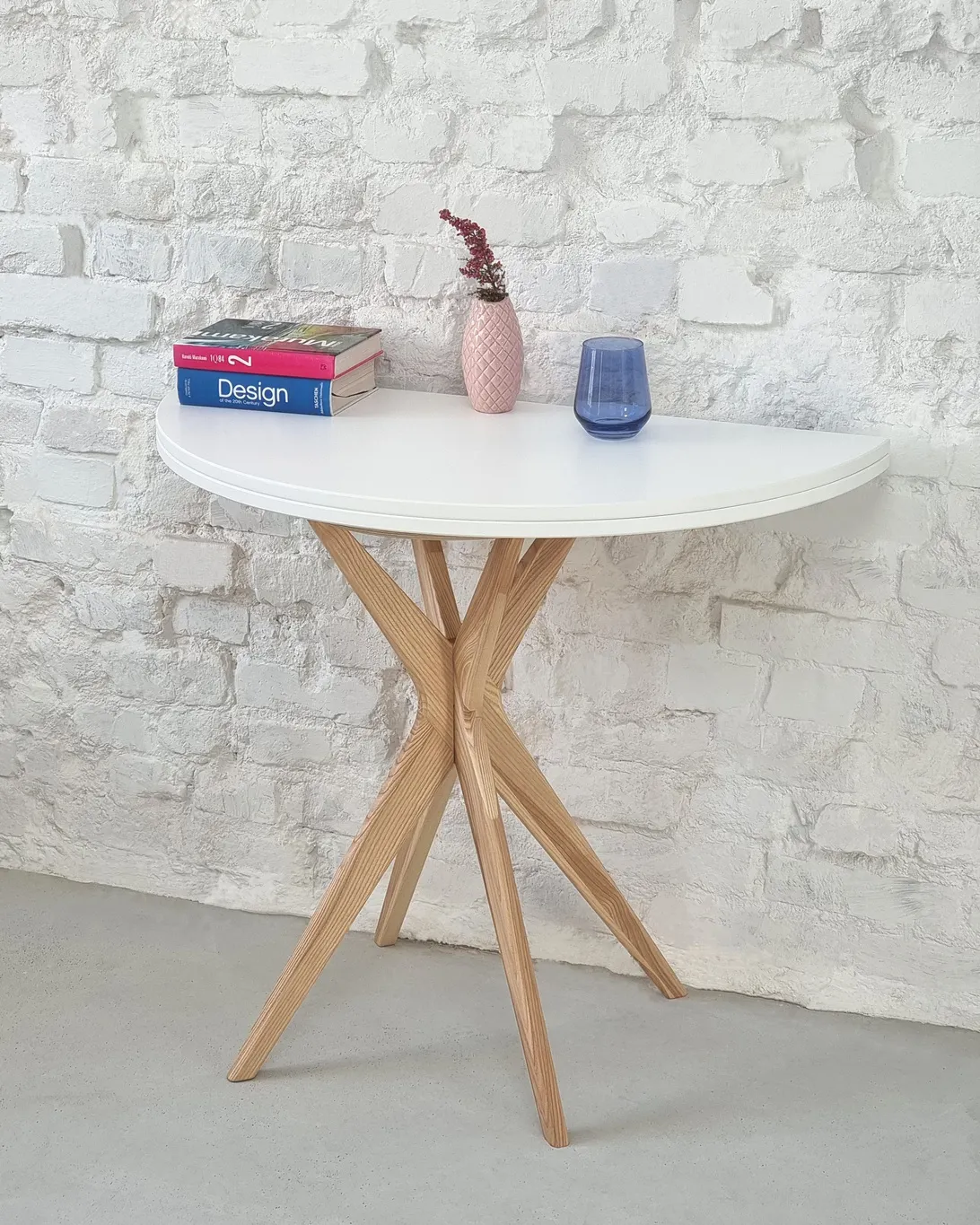 Stół półokrągły rozkładany JUBI śr. 90cm niebieski