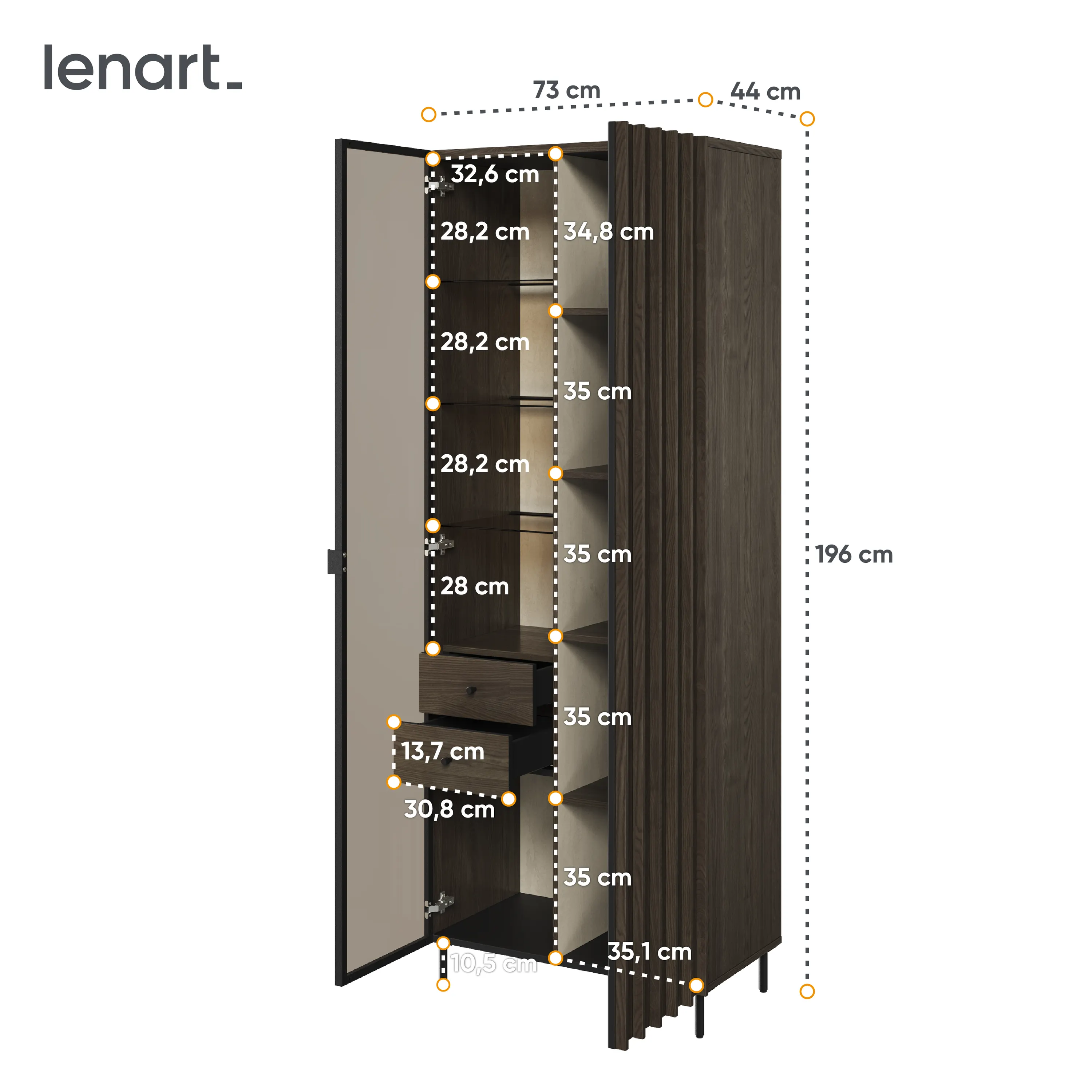 Witryna 2-drzwiowa LED Piemonte PE-02 lamel jesion portlandzki/czarny - PE2JCZ