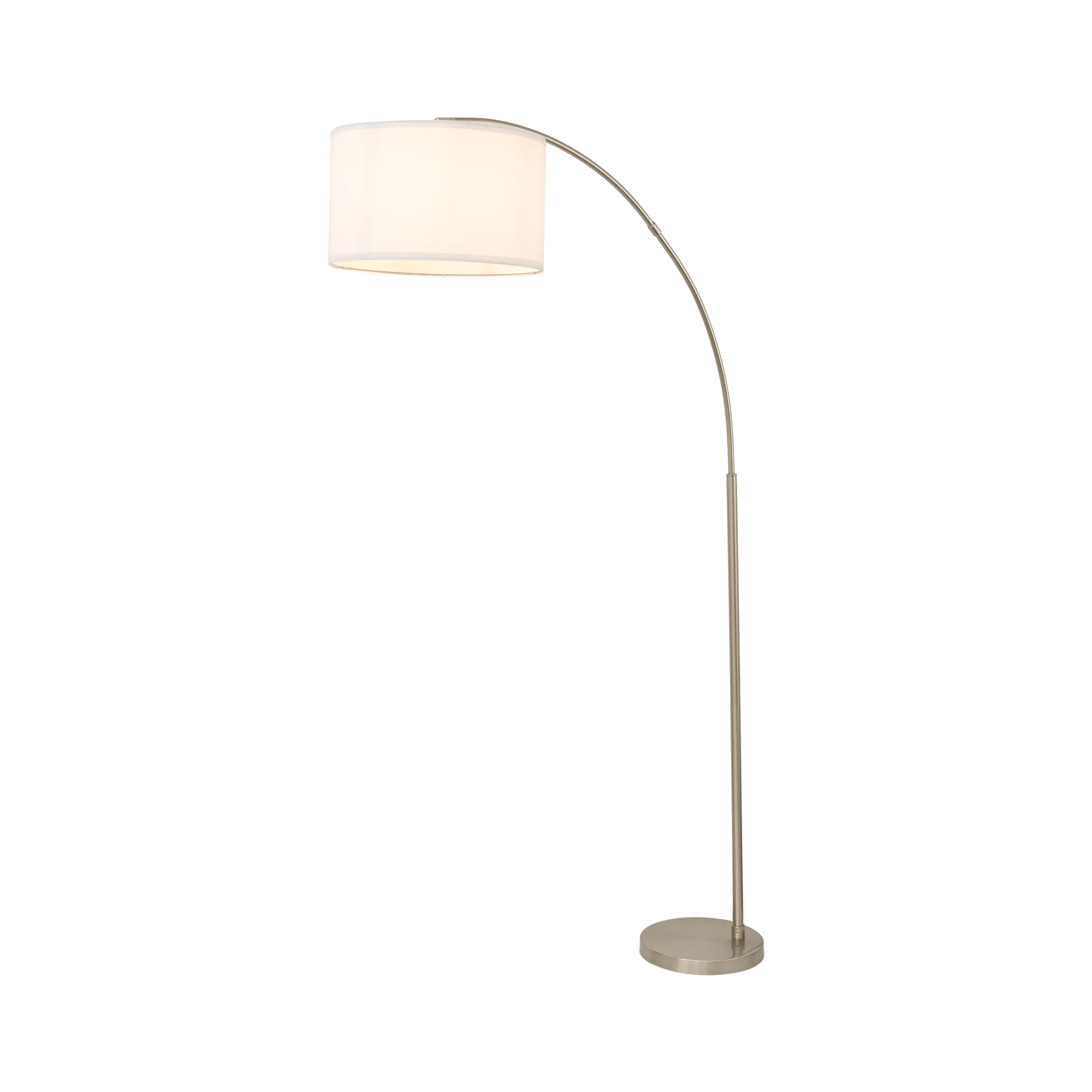 Lampa podłogowa ZENITH brązowa z białym okrągłym abażurem 200x130x50cm - TK_16022