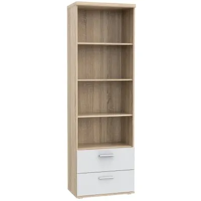Regał wysoki z szufladami WINNIE 189x35 dąb sonoma biały