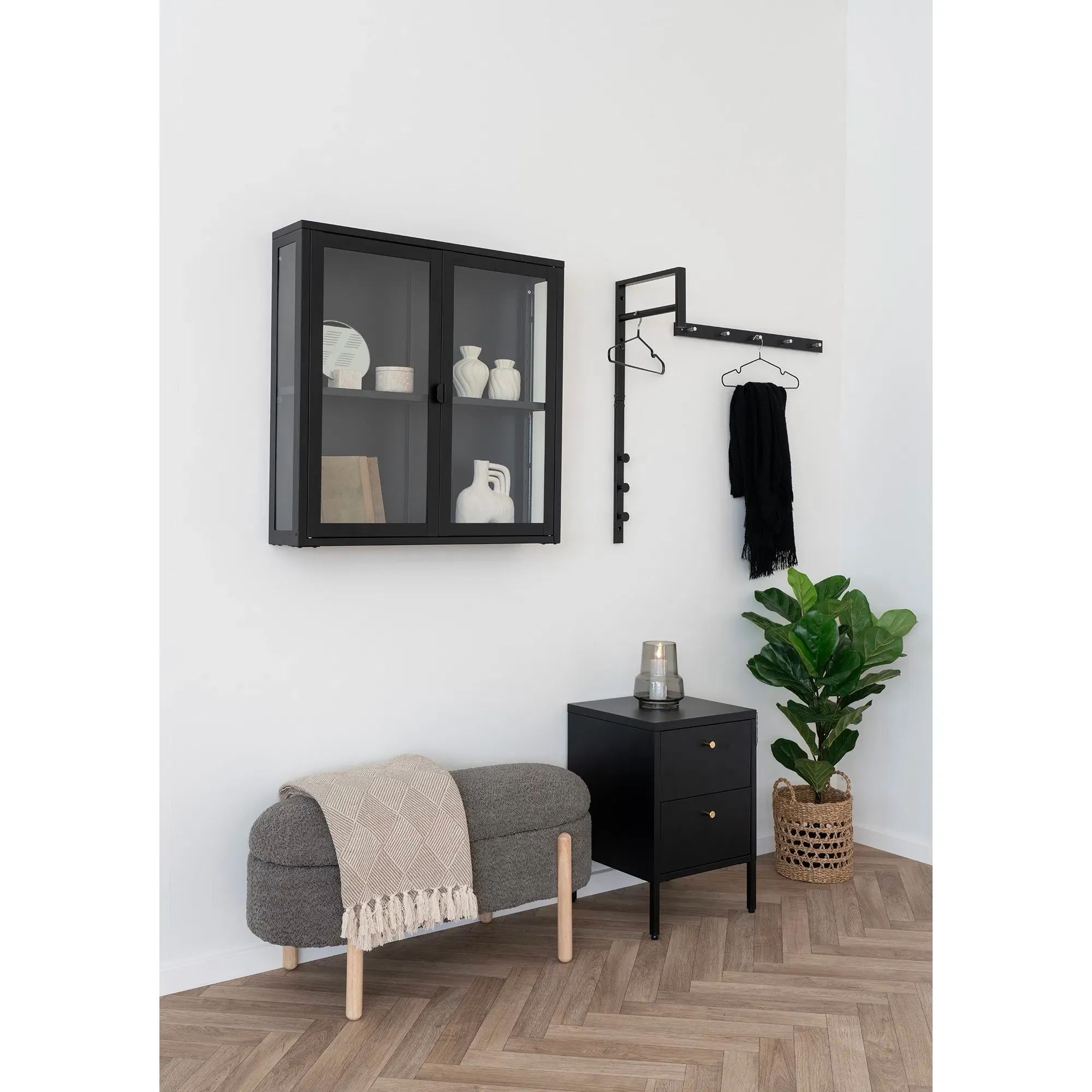 TRENTO Wieszak 2 metalowy Czarny - 4494090