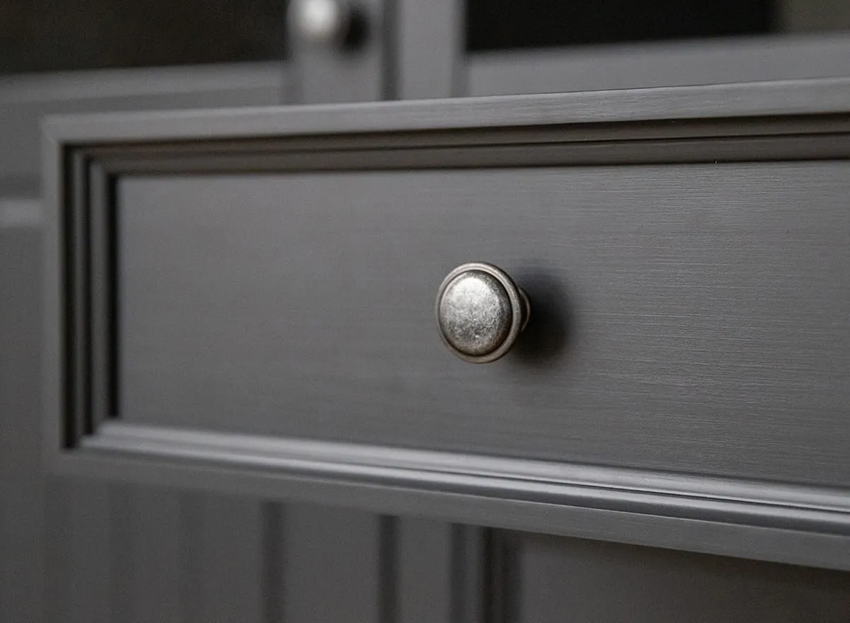 Witryna niska BELLUNO ELEGANTE 1-drzwiowa z 3 szufladami grafit - naturalna sosna - PL017G/P