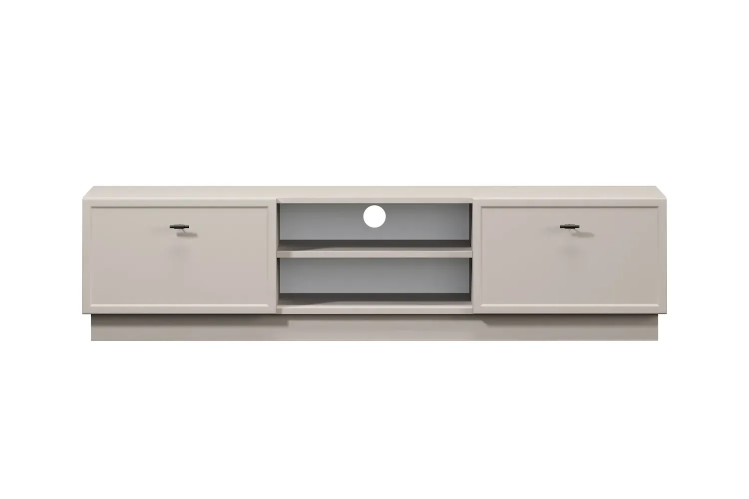 Szafka RTV z 2 szufladami LORINI 150 - cashmere uchwyt T-bar czarny cokół - B_166814