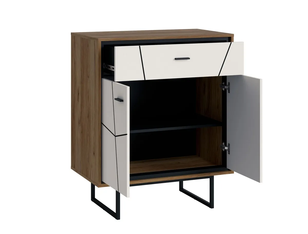 BROLO BROK09 KOMODA 2D1S DĄB CATANIA /CZARNA PERŁA/MDF BIAŁY HG - 6000000011828