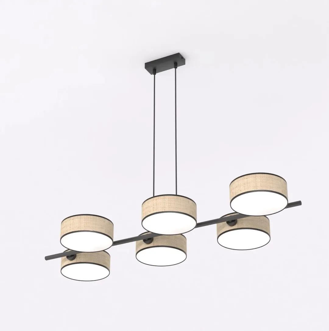 Lampa wisząca DRUMZ 6 abażur naturalny czarny - 1565/6