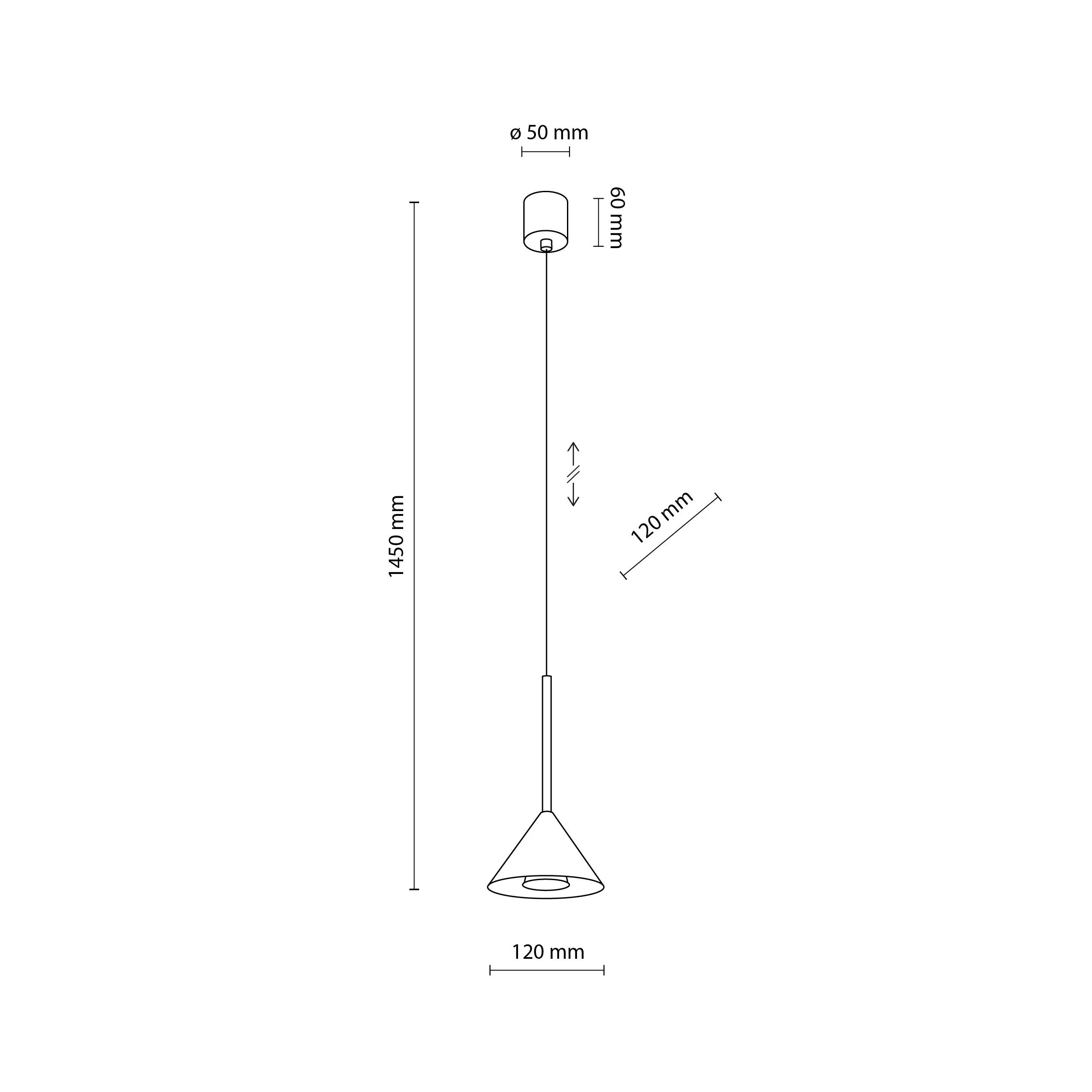 Lampa wisząca CONO MINI czarna 145x12cm — zdjęcie 6