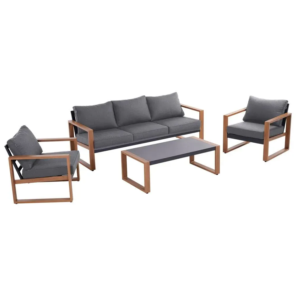 Zestaw ogrodowy DUISBURG CS sofa + 2 fotele + stolik kawowy szary