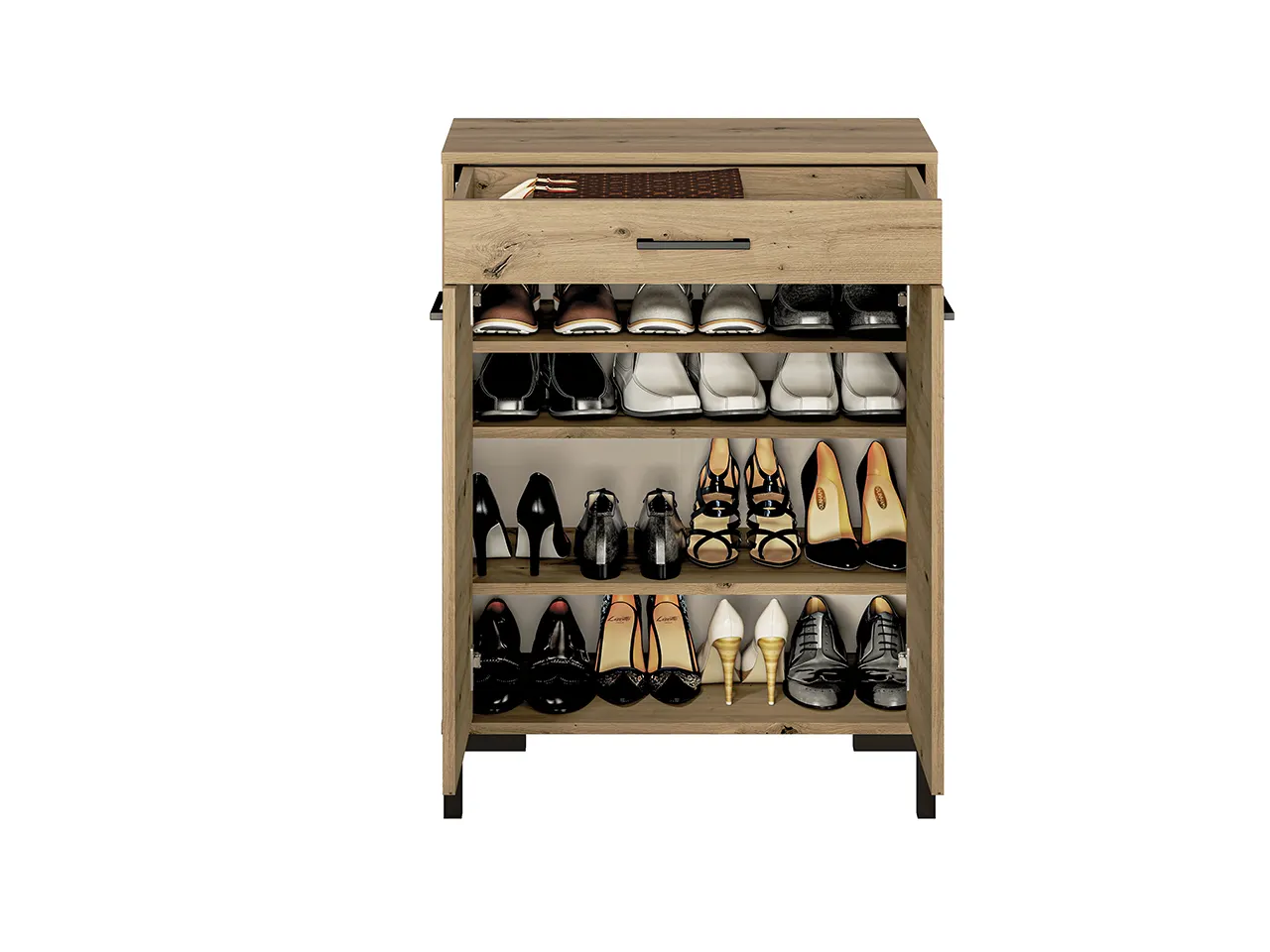 Szafka na buty 2-drzwiowa z szufladą NEVIO 03 dąb artisan — zdjęcie 3