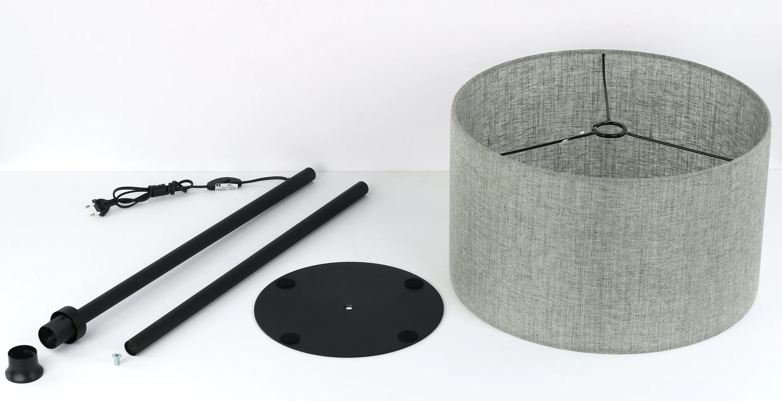 Lampa podłogowa EARTH czarna z zielonym okrągłym abażurem z tkaniny 159x50cm - TK_5476