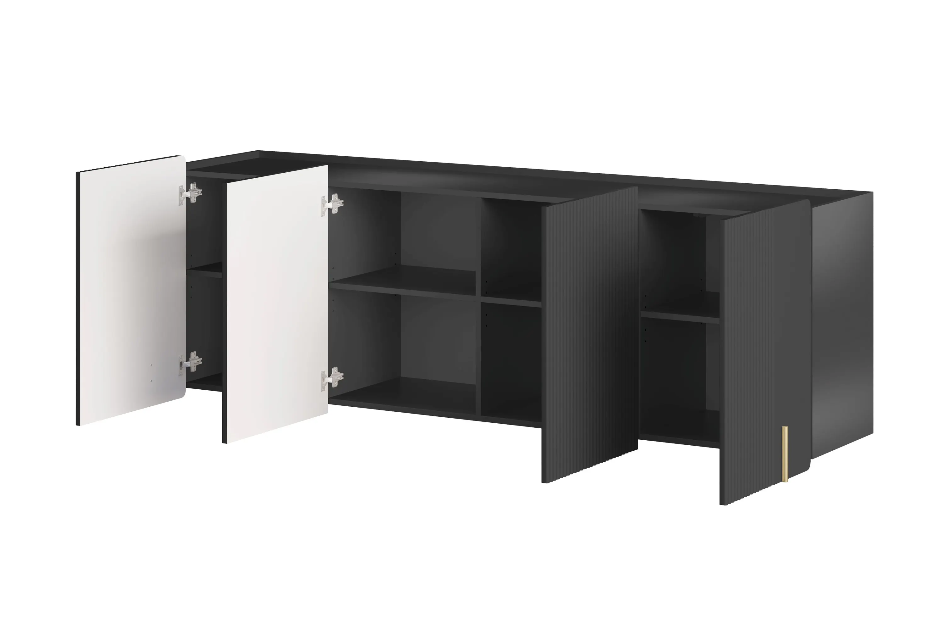 Komoda wisząca 4-drzwiowa MALMI 200cm - czarny - złoty - B_166971