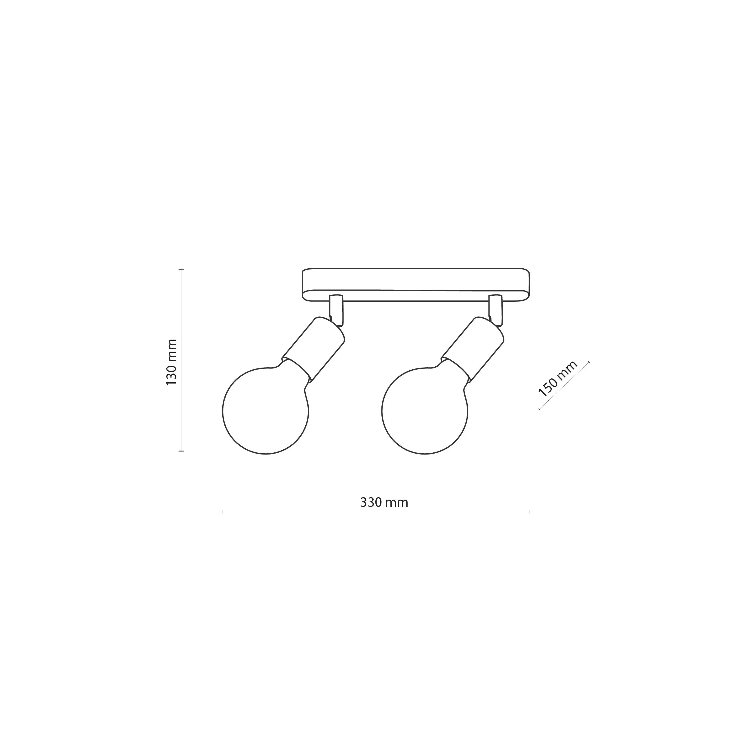 Lampa SIMPLY sufitowa biała z chromowanymi elementami na drewnianej ciemnej listwie regulowana 33x15cm - TK_4747