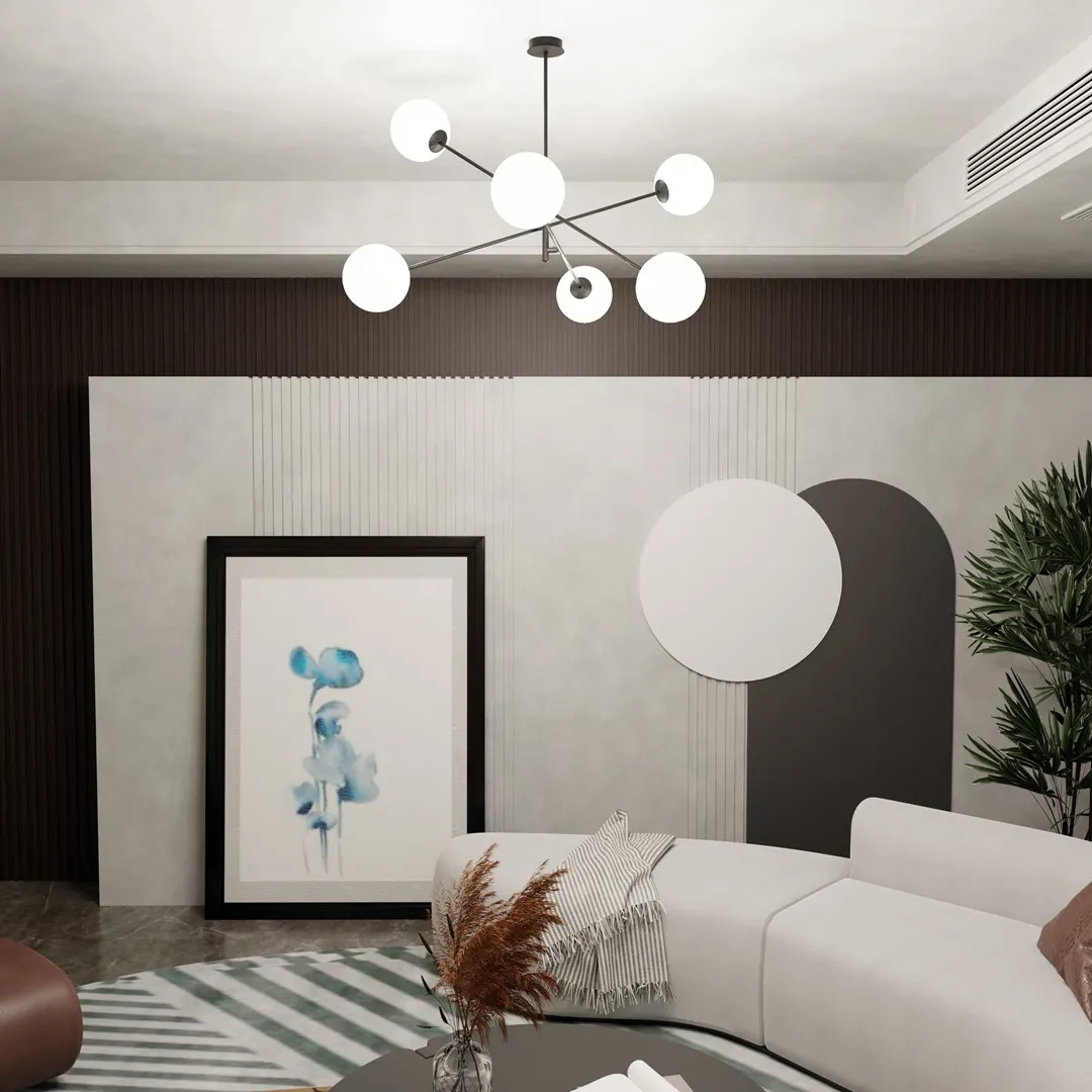 Lampa wisząca LINEAR 6 czarny biały — zdjęcie 3
