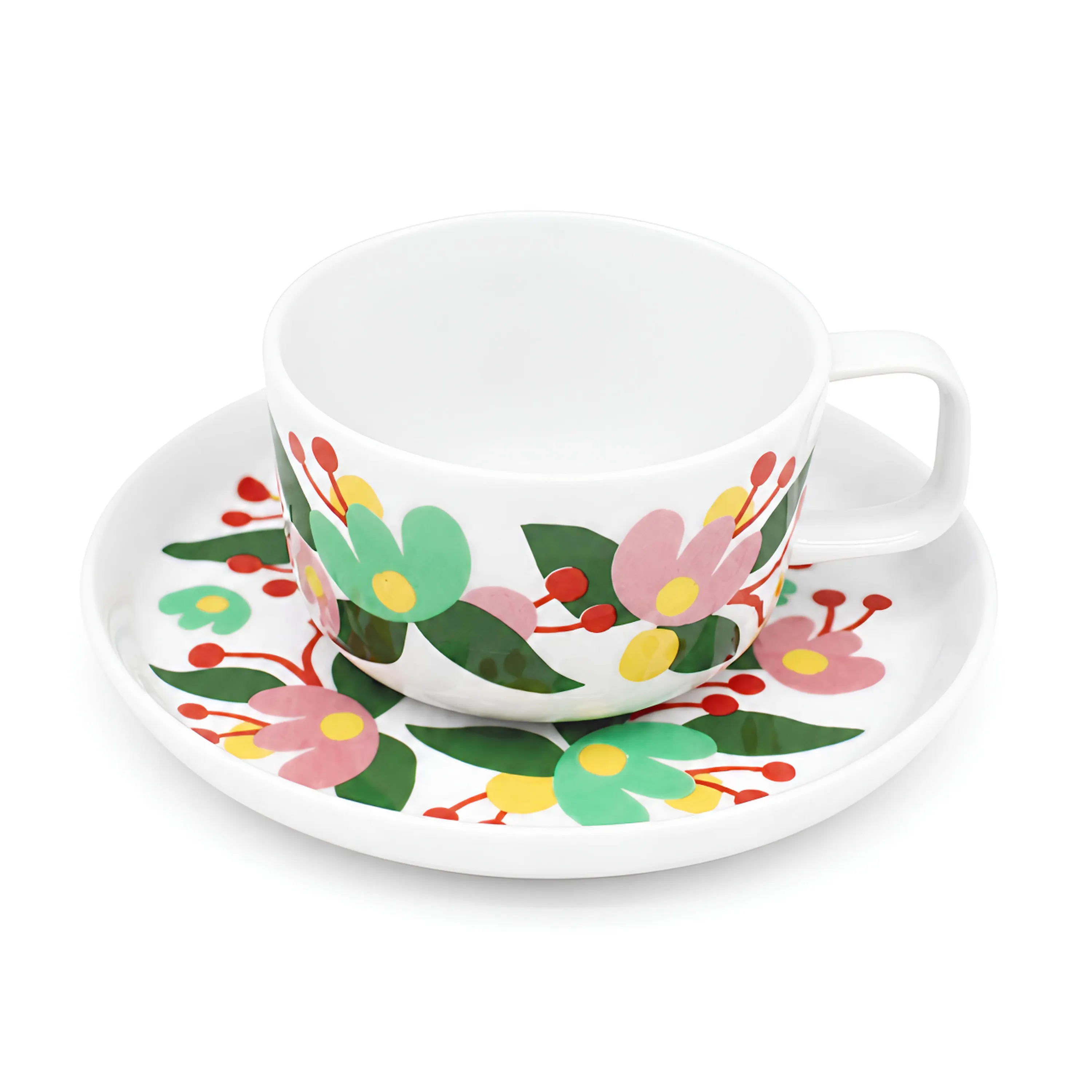 image kpl/torba, porcelanowy, z nadrukiem, kwiecisty wzór, taca z spodkiem