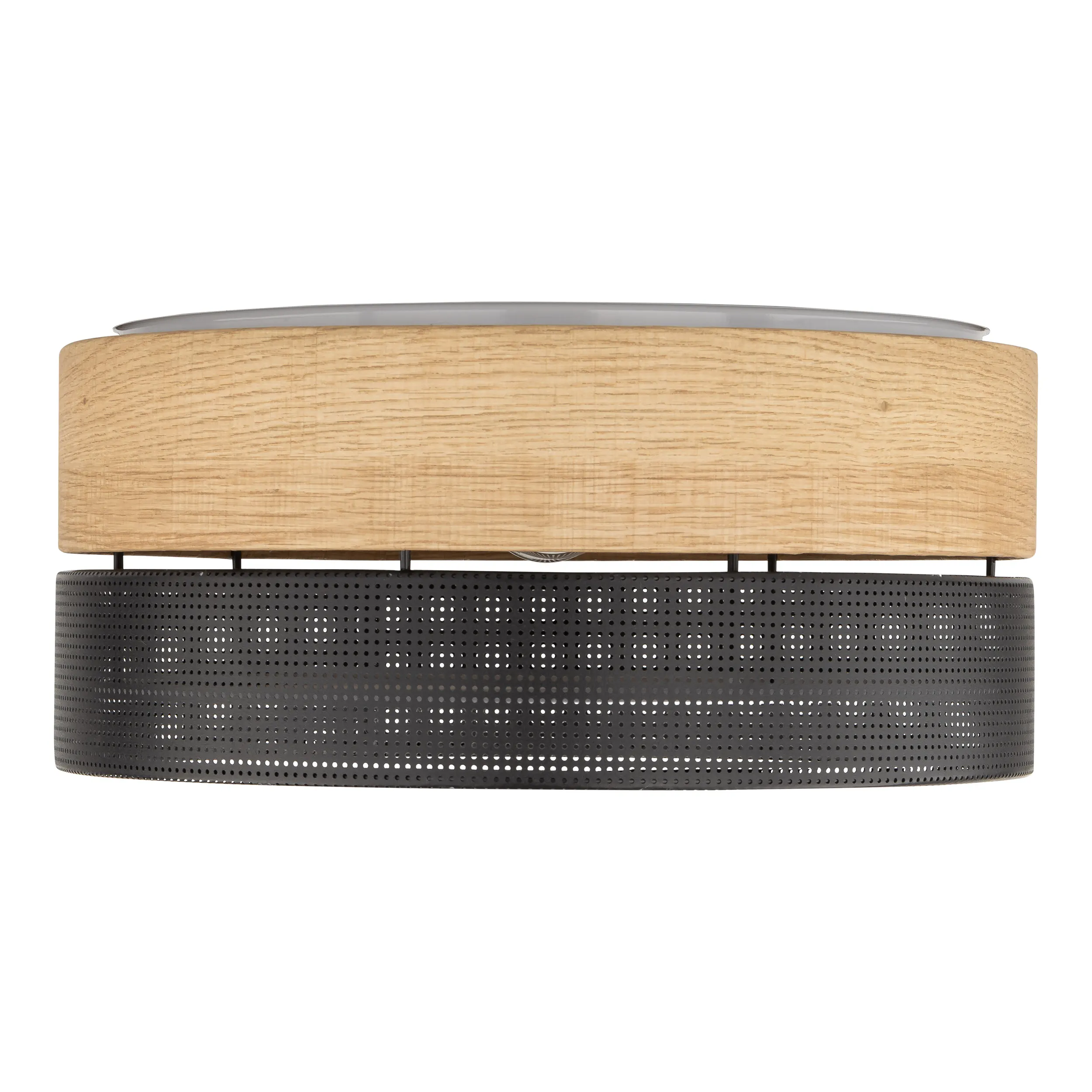 Lampa sufitowa NICOL czarna z drewnianym elementem białym okrągłym kloszem 50x17cm - TK_4800