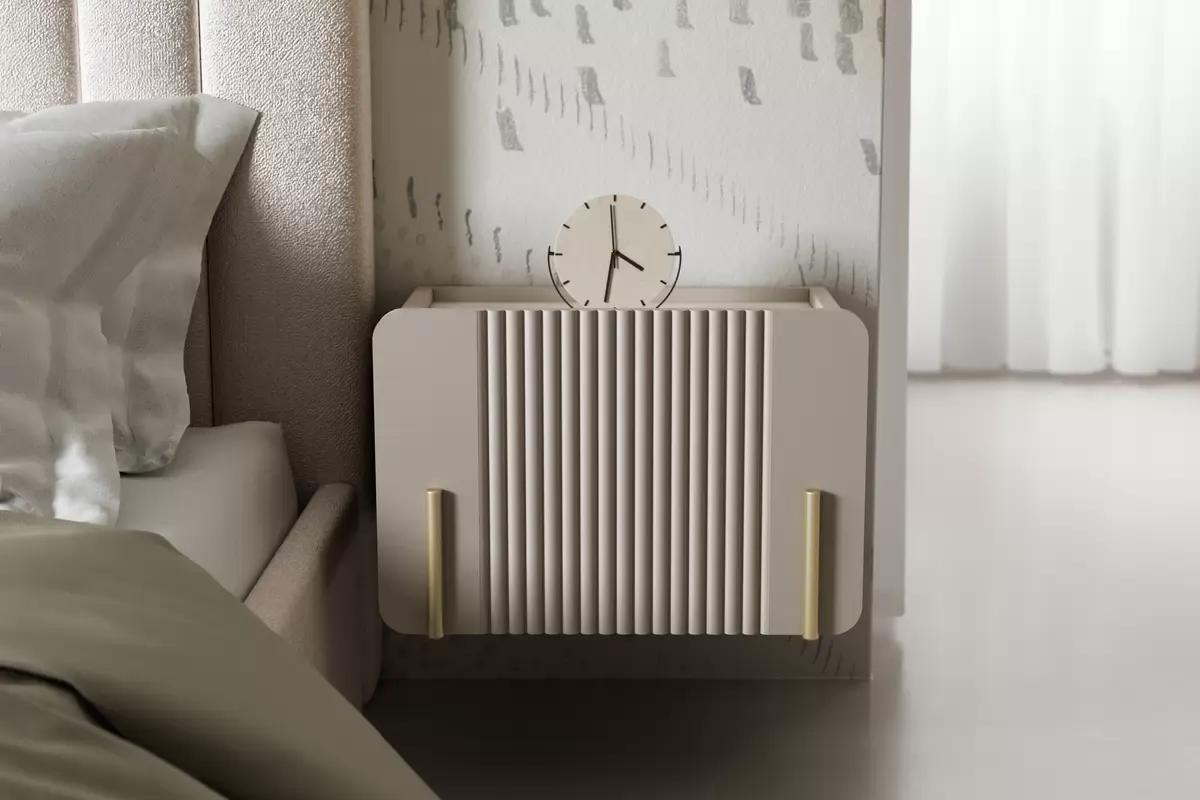 MALMI Szafka nocna 45 1SZ - cashmere / crema bianca / wisząca / złote uchwyty - B_162299