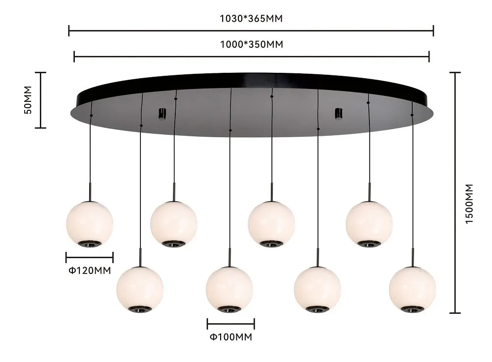 Lampa wisząca LUBERON ósemka owalna LED czarny chrom — zdjęcie 6