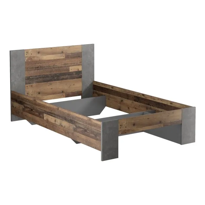 Łóżko z zagłówkiem CLIF 120x200 - old wood vintage, beton