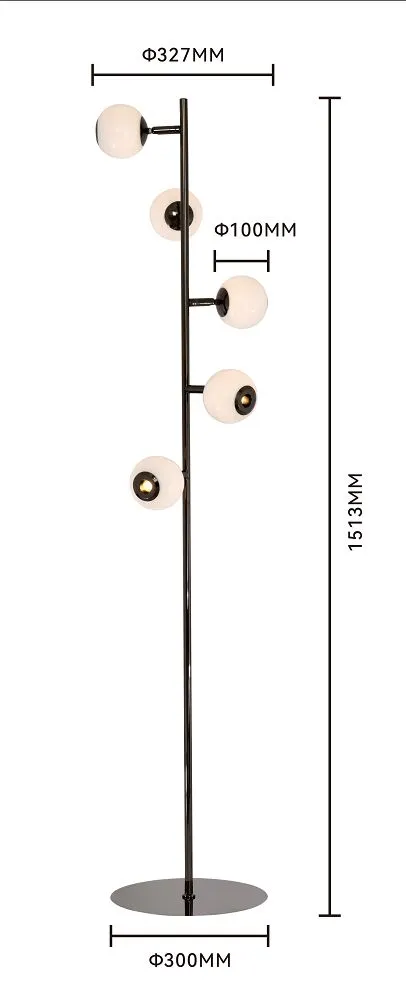 Lampa podłogowa LUBERON piątka LED czarny chrom — zdjęcie 5