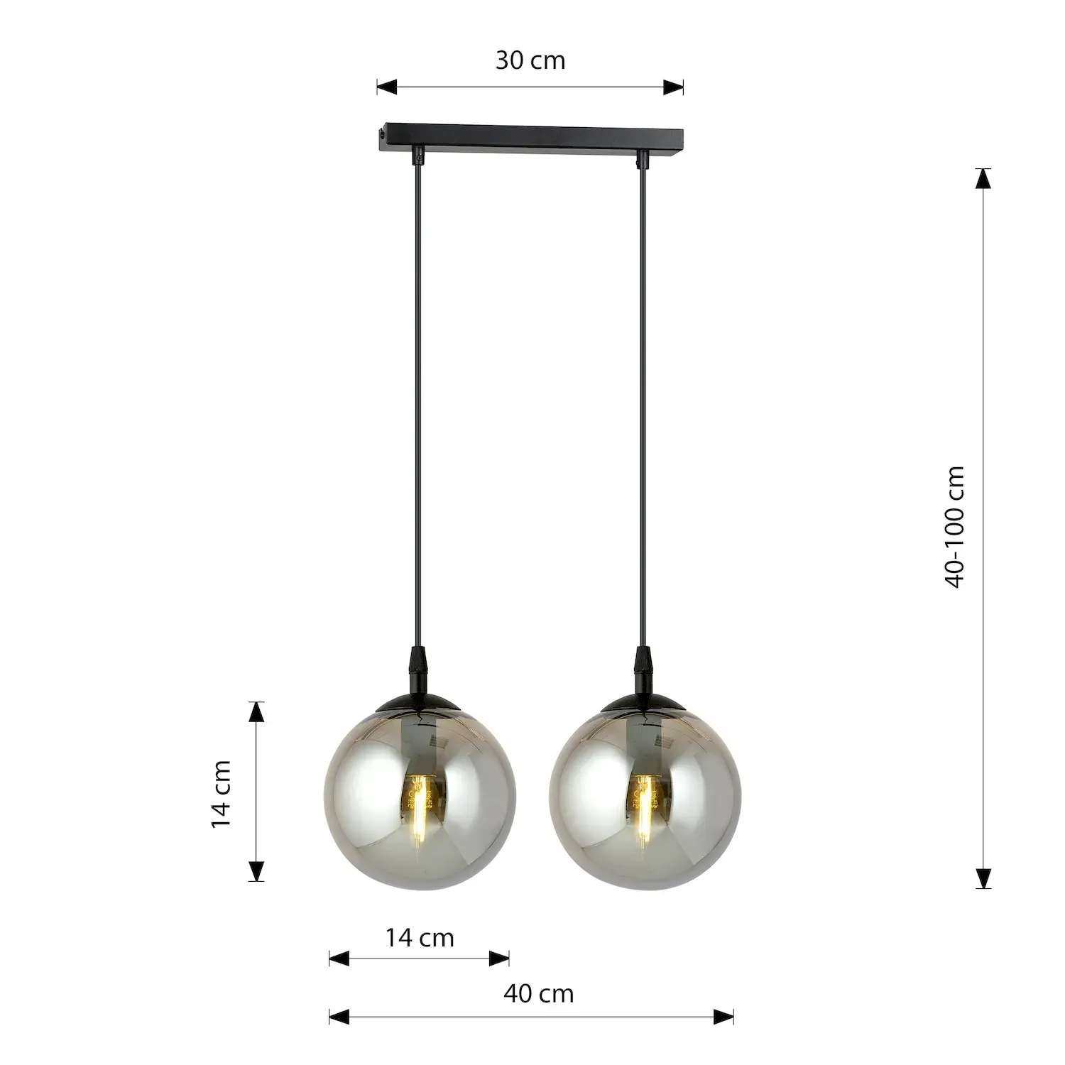 Lampa wisząca COSMO 2 czarny grafitowy - 712/2