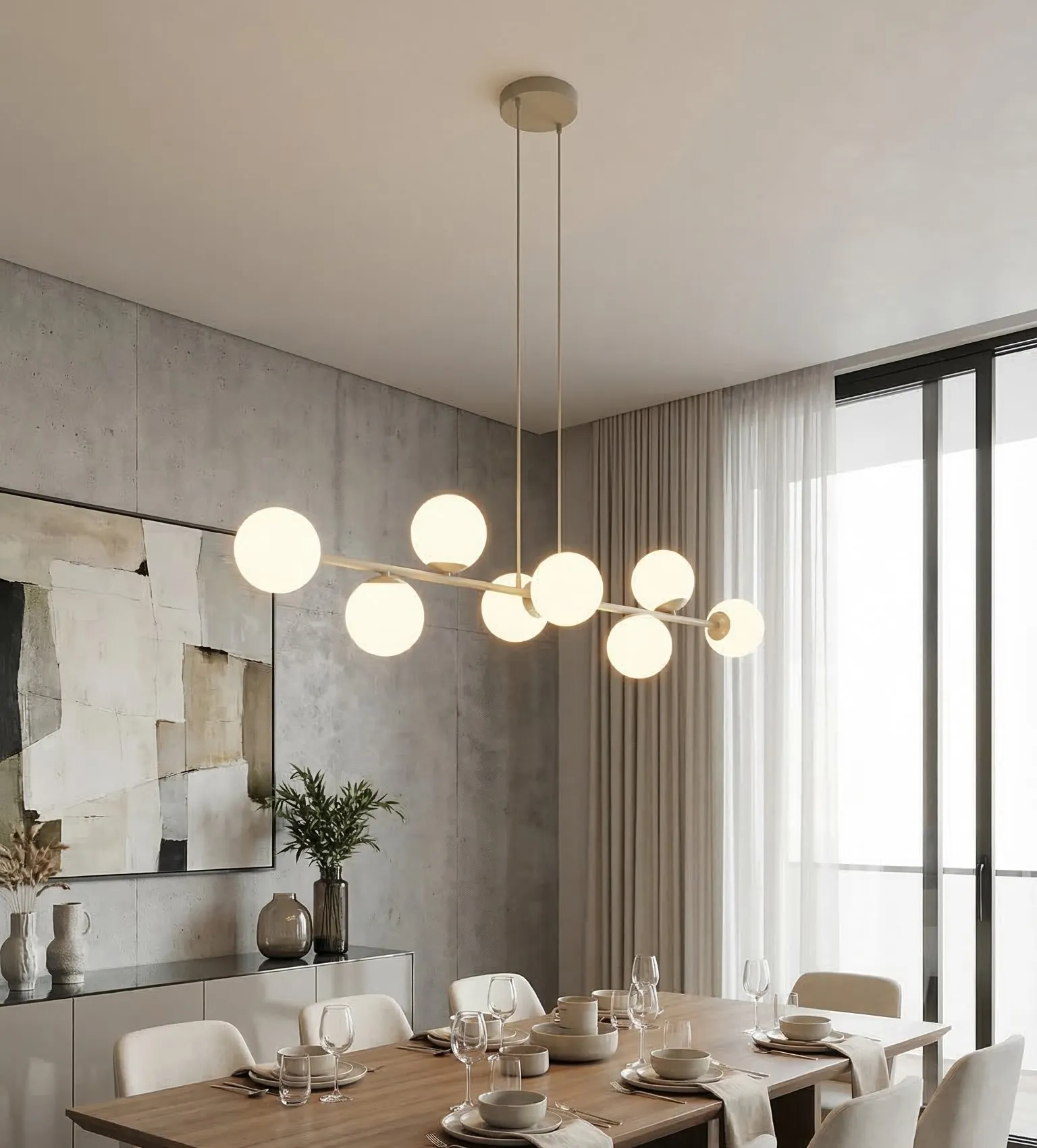 Lampa wisząca MAGNUS 8 GRAY OPAL beżowy biały - 1640/8