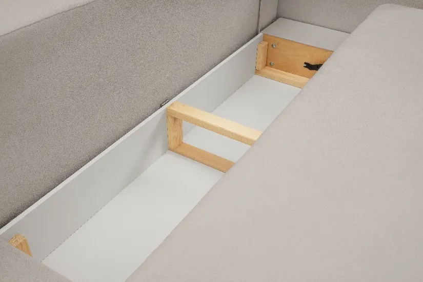 Sofa rozkładana z pojemnikiem OLIO SICURIO 238 cm jasnoszara — zdjęcie 9