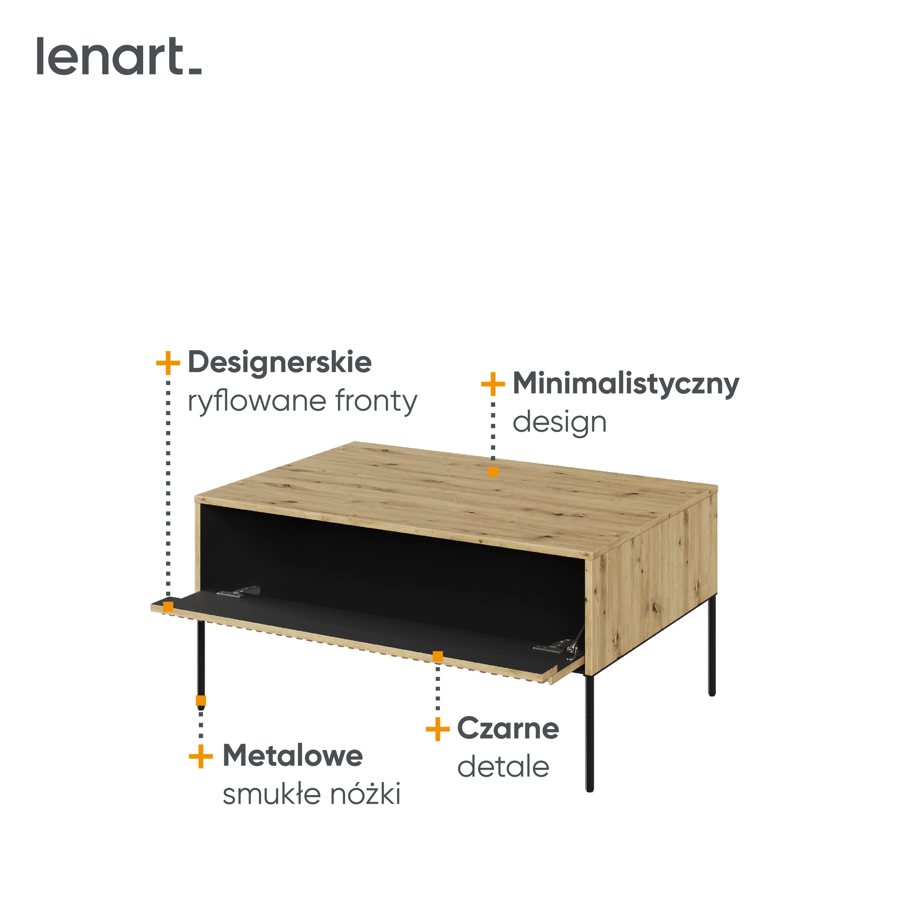 Stolik kawowy TREND TR-09 dąb artisan/czarny - TR9DAC-V2