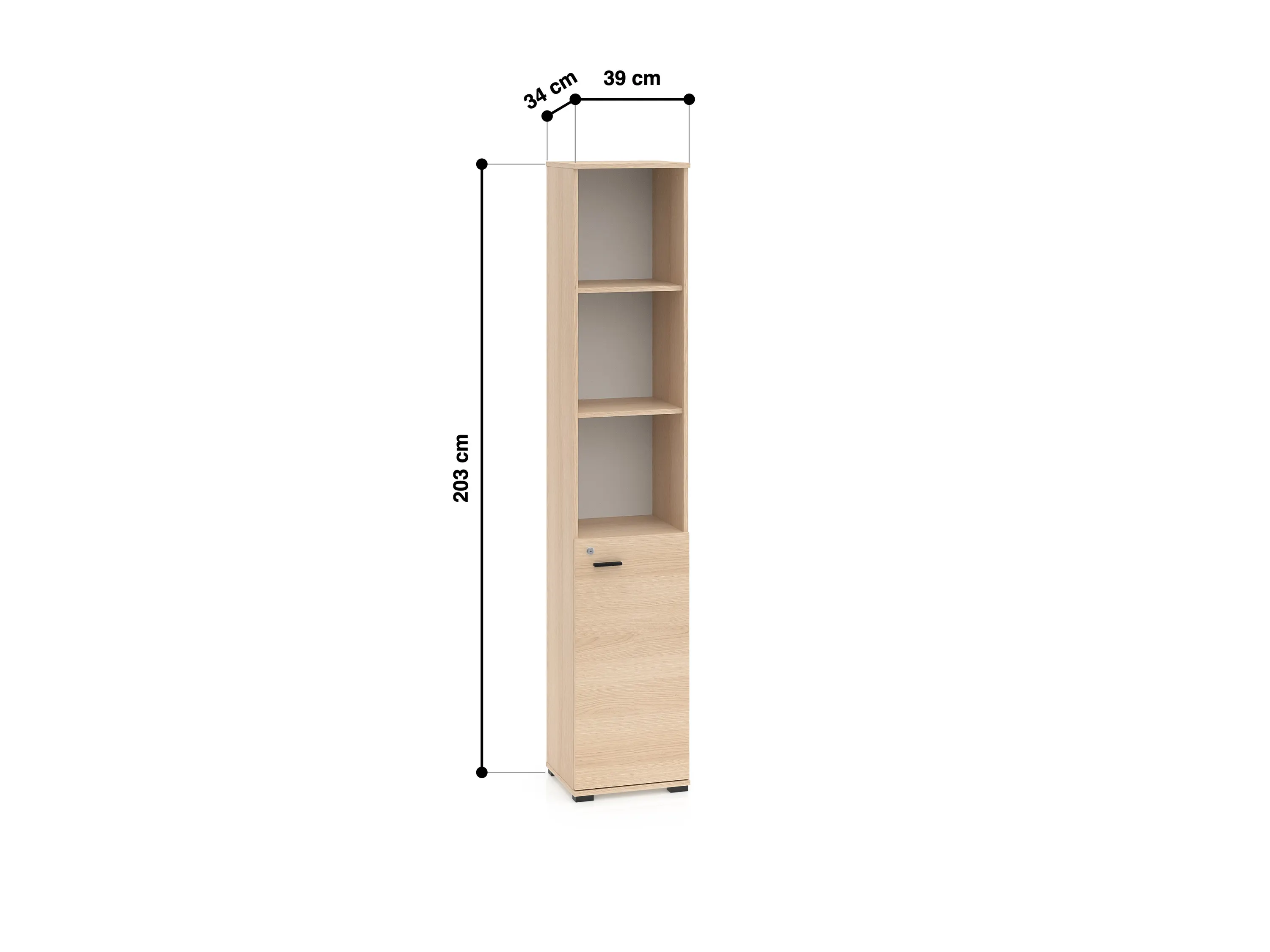 Regał wąski 1-drzwiowy 39 cm ODELIS 04 P/L dąb Lindberg — zdjęcie 9