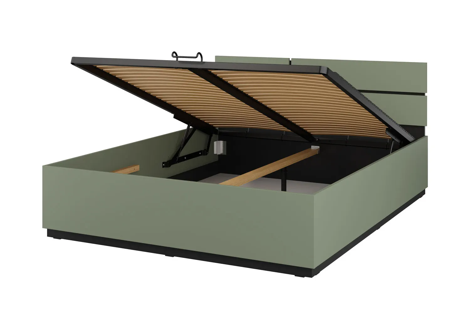 Łóżko z pojemnikiem CROSS S 51 160x200 zielony czarny - 24GWMY51