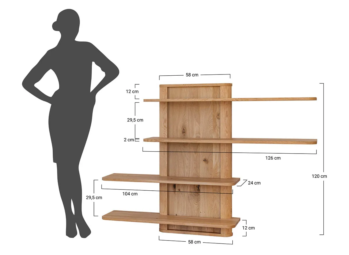 Półki wiszące drewniane DIVISIONE dąb olejowany - ZIDIV13